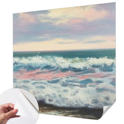 Peel and stick wall mural with a seascape design for bedroom walls