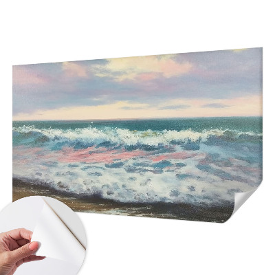 Peel and stick wall mural with a seascape design for bedroom walls