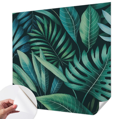 3D wall mural with a tropical leaves design