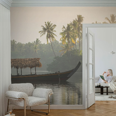 Stick-on wall mural with a tropical haven design