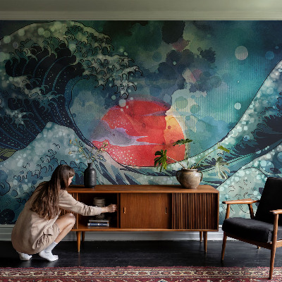 3D photo wallpaper mural with an oceanic east design