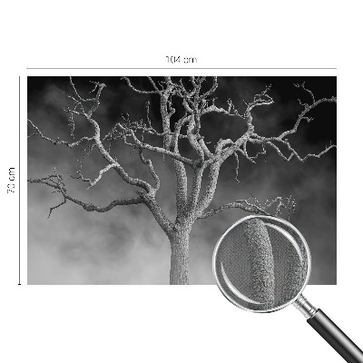 Nursery wall mural with a misty tree design