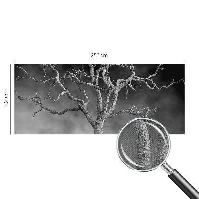 Nursery wall mural with a misty tree design