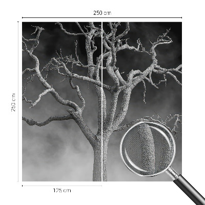 Nursery wall mural with a misty tree design