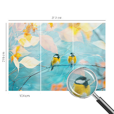 Peel and stick wallpaper mural with a spring bird motif