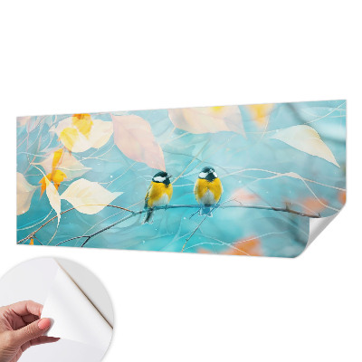 Peel and stick wallpaper mural with a spring bird motif