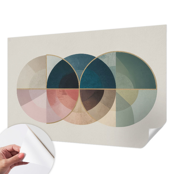 Self-adhesive wall mural with a geometric design