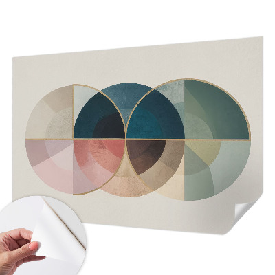Self-adhesive wall mural with a geometric design