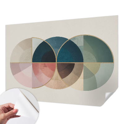 Self-adhesive wall mural with a geometric design