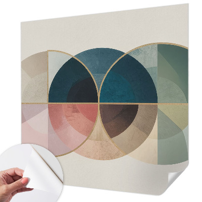 Self-adhesive wall mural with a geometric design