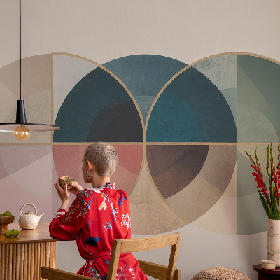 Self-adhesive wall mural with a geometric design
