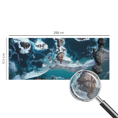 Removable wall mural wallpaper featuring ocean waves