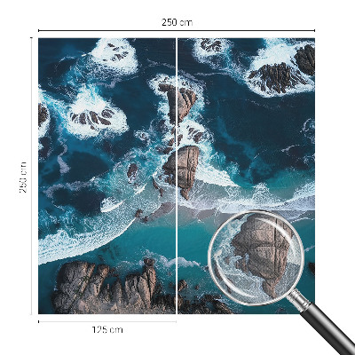 Removable wall mural wallpaper featuring ocean waves