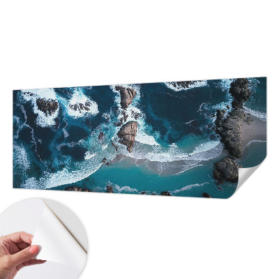 Removable wall mural wallpaper featuring ocean waves