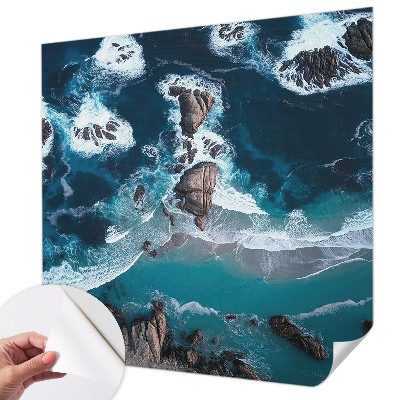 Removable wall mural wallpaper featuring ocean waves