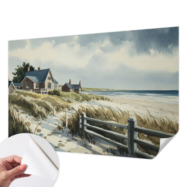 Stick-on wall mural with a beach dunes design