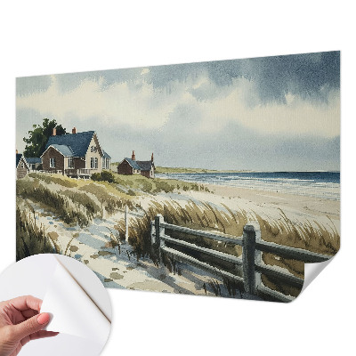Stick-on wall mural with a beach dunes design
