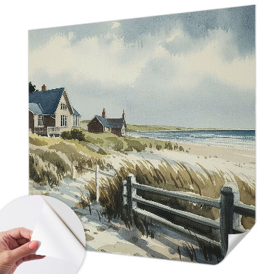 Stick-on wall mural with a beach dunes design