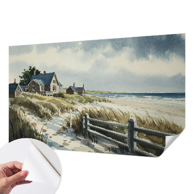 Stick-on wall mural with a beach dunes design