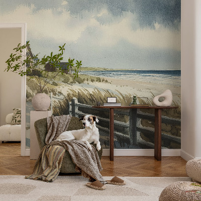 Stick-on wall mural with a beach dunes design