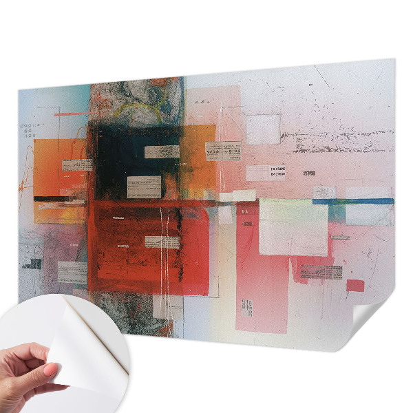 Peel and stick wall mural featuring an abstract composition for the living room