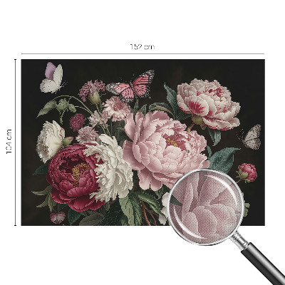 Peel and stick wall mural for bedroom with peonies and butterflies
