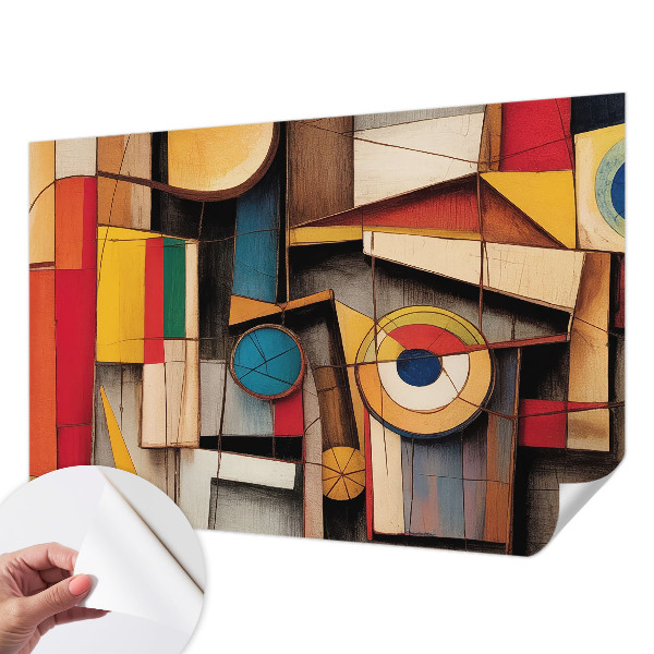 3D wall mural with geometric pattern