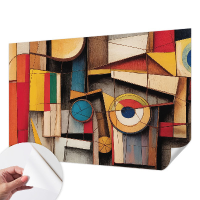 3D wall mural with geometric pattern
