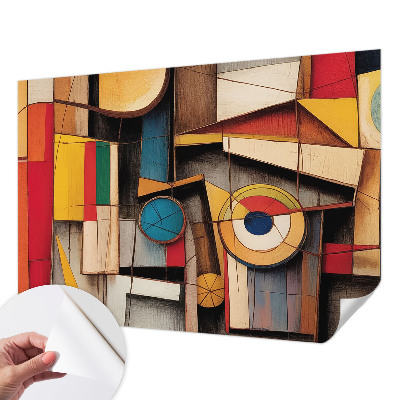 3D wall mural with geometric pattern