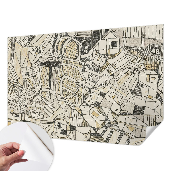 3D photo wallpaper mural with a geometric abstraction design
