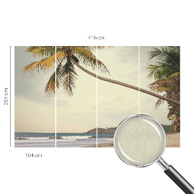 Nursery wall mural with a tropical landscape design
