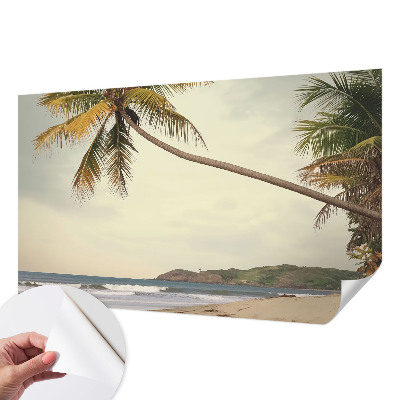 Nursery wall mural with a tropical landscape design