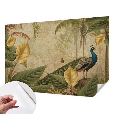 Children's wall mural featuring an exotic bird motif
