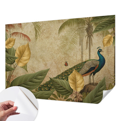 Children's wall mural featuring an exotic bird motif