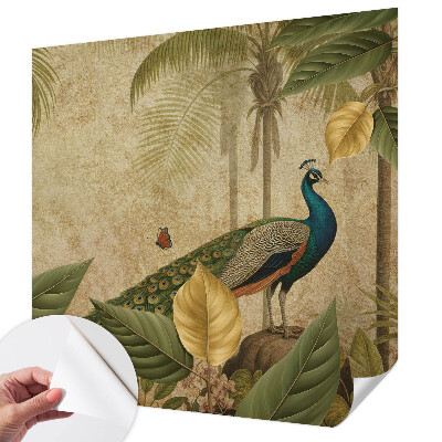 Children's wall mural featuring an exotic bird motif