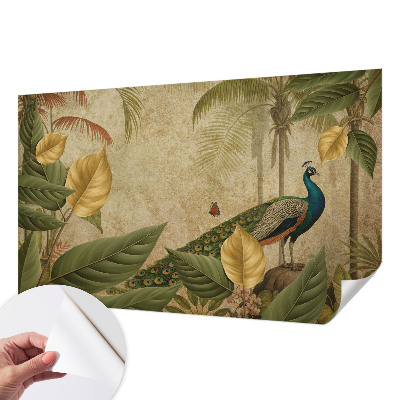 Children's wall mural featuring an exotic bird motif