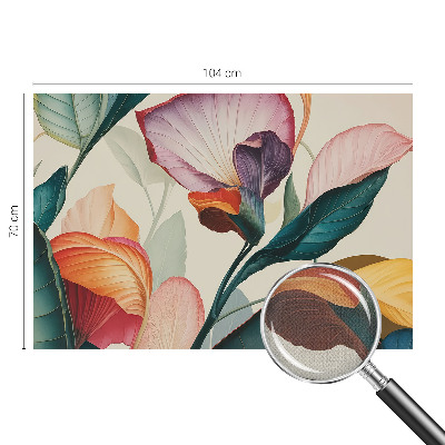 Peel and stick wallpaper mural with a colorful floral design