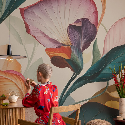 Peel and stick wallpaper mural Colorful flowers