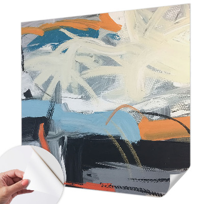 Stick-on wall mural with a colorful abstract design