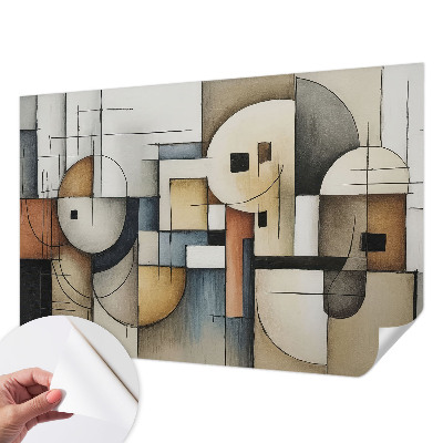 Removable wall mural with a geometric harmony design