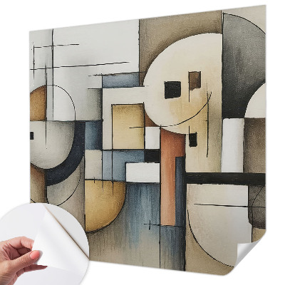 Removable wall mural with a geometric harmony design