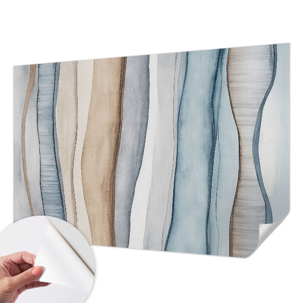 Peel and stick wall mural for living room with an abstract striped design