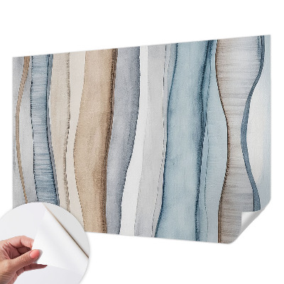 Peel and stick wall mural for living room with an abstract striped design