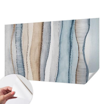 Peel and stick wall mural for living room with an abstract striped design