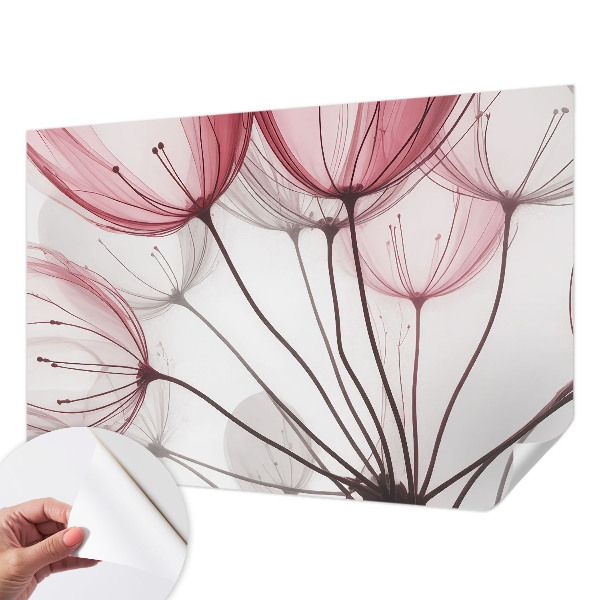 Removable wall mural wallpaper with floral silhouette pattern