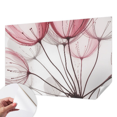 Removable wall mural wallpaper with floral silhouette pattern