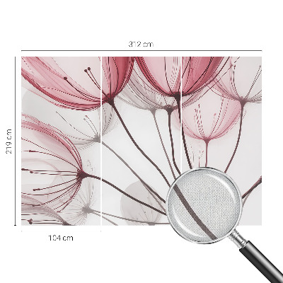 Removable wall mural wallpaper with floral silhouette pattern