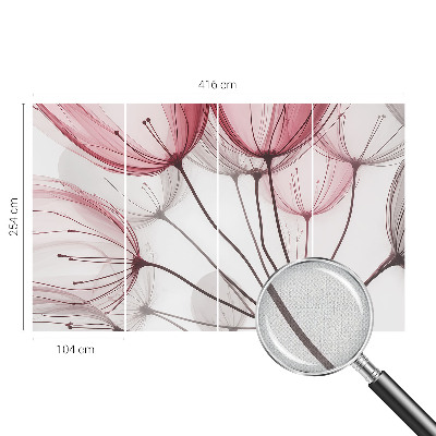 Removable wall mural wallpaper with floral silhouette pattern