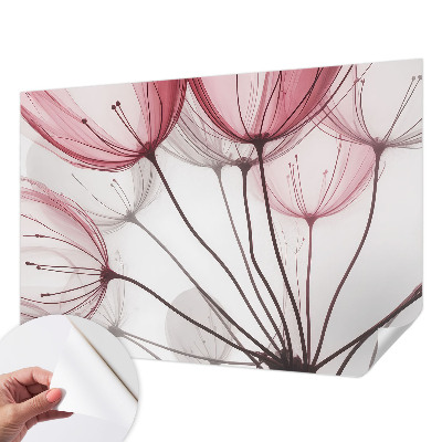 Removable wall mural wallpaper with floral silhouette pattern