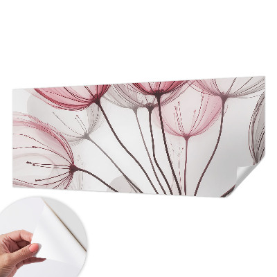 Removable wall mural wallpaper with floral silhouette pattern